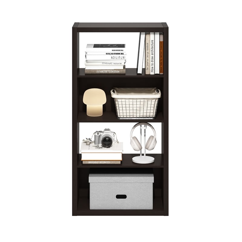 Furinno VIOLA 4-Tier Open Shelf Bookcase in Bookshelf in Dark Oak