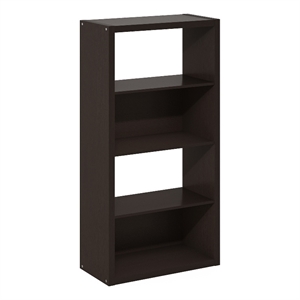 Furinno VIOLA 4-Tier Open Shelf Bookcase in Bookshelf in Dark Oak