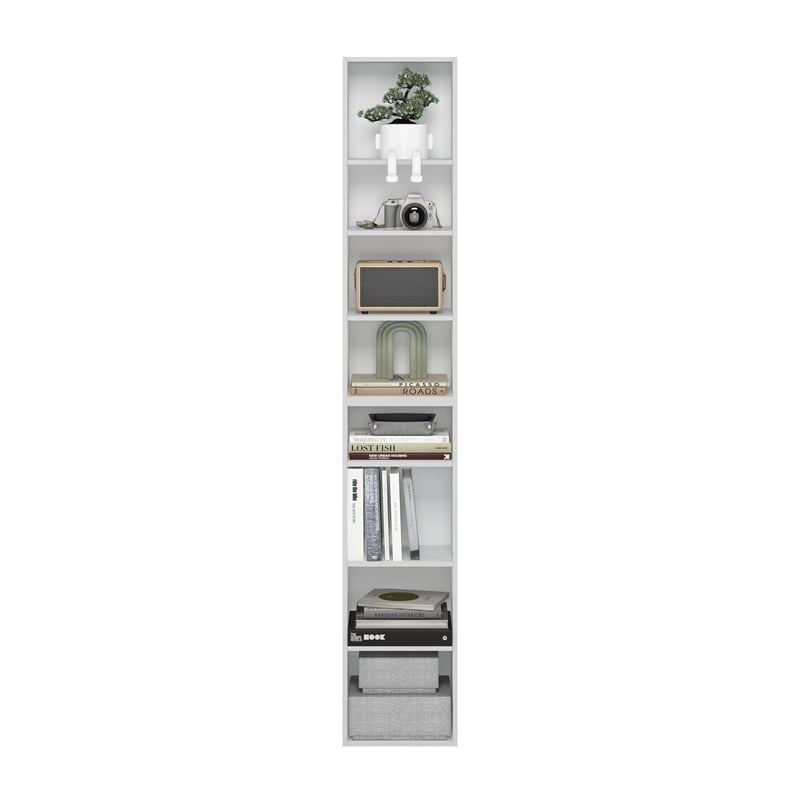 Furinno PASIR 8-Tier Open Shelf Bookcase in White