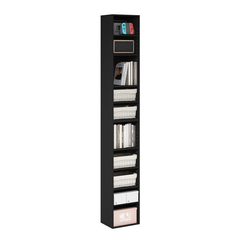 Furinno PASIR 10-Tier Open Shelf Bookcase in Blackwood