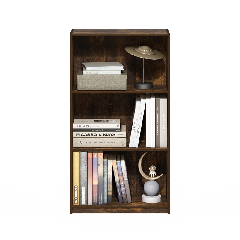 Furinno BASIC 3-Tier Bookcase Storage Shelves in Amber Pine