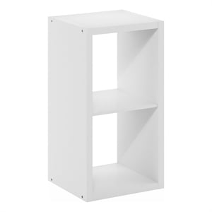 Furinno CUBICLE Open Back Decorative Cube Storage Organizer in 2-Cube in White