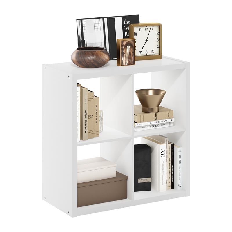 Furinno CUBICLE Open Back Decorative Cube Storage Organizer in 4-Cube in White