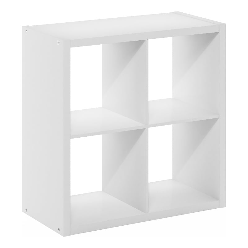 Furinno CUBICLE Open Back Decorative Cube Storage Organizer in 4-Cube in White