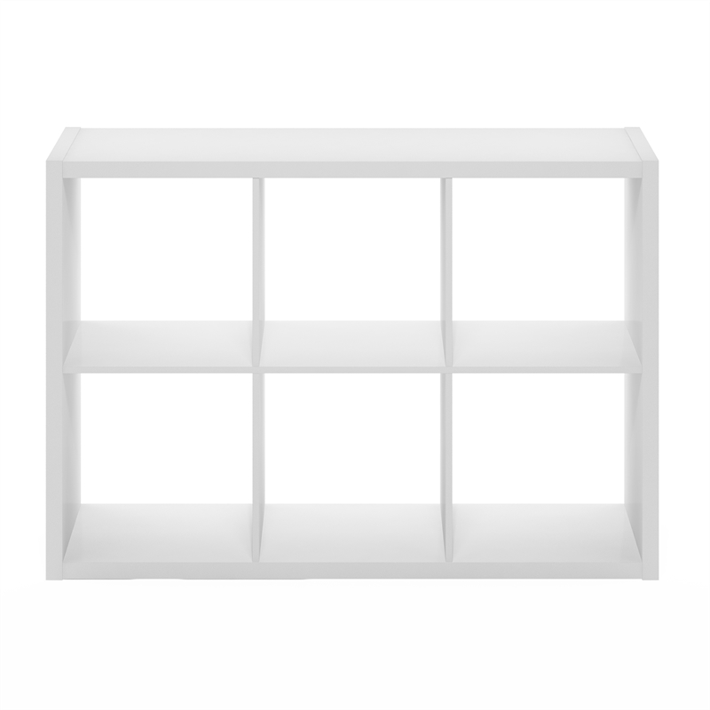 Furinno CUBICLE Open Back Decorative Cube Storage Organizer in 6-Cube in White