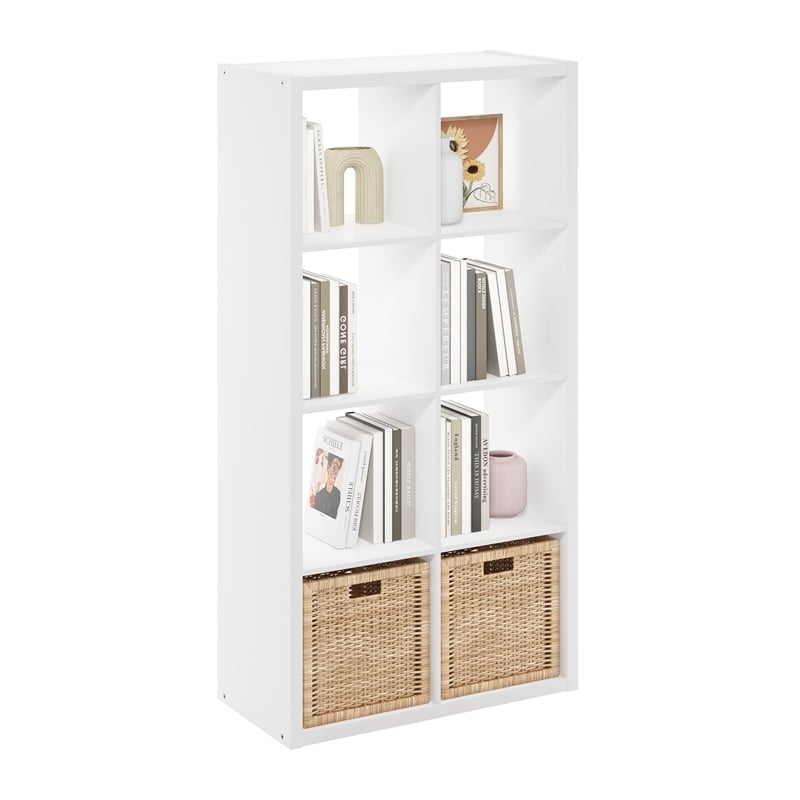 Furinno CUBICLE Open Back Decorative Cube Storage Organizer in 8-Cube in White
