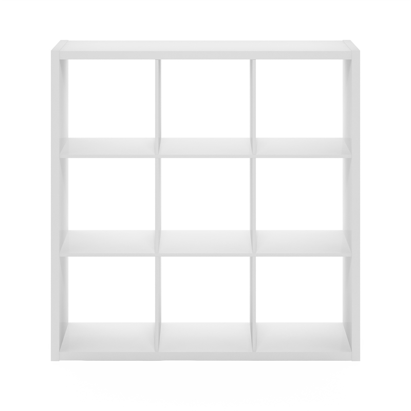 Furinno CUBICLE Open Back Decorative Cube Storage Organizer in 9-Cube in White