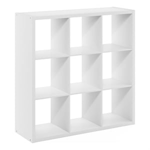 Furinno CUBICLE Open Back Decorative Cube Storage Organizer in 9-Cube in White