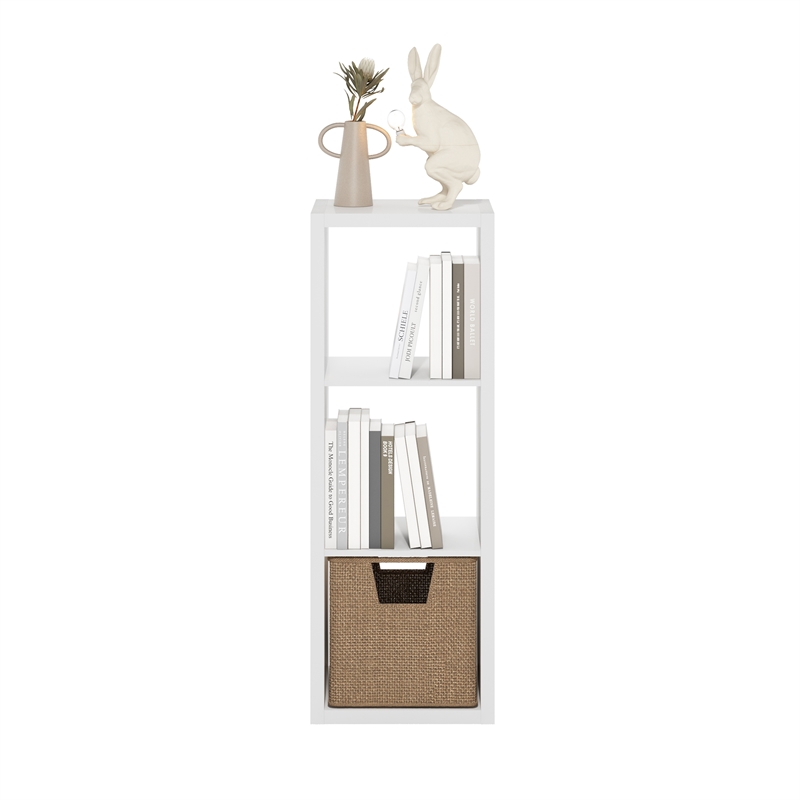 Furinno CUBICLE Open Back Decorative Cube Storage Organizer in 3-Cube in White