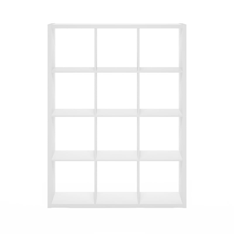 Furinno CUBICLE Open Back Decorative Cube Storage Organizer in 12-Cube in White