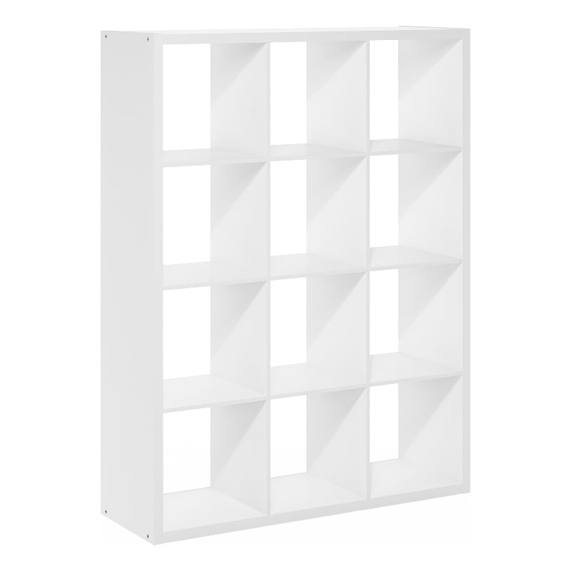 Furinno CUBICLE Open Back Decorative Cube Storage Organizer in 12-Cube in White