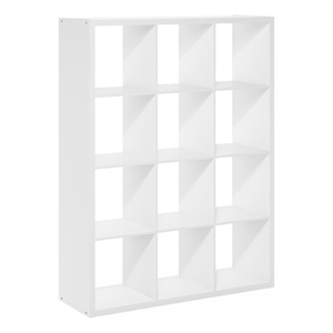 Furinno CUBICLE Open Back Decorative Cube Storage Organizer in 12-Cube in White