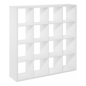 Furinno CUBICLE Open Back Decorative Cube Storage Organizer in 16-Cube in White