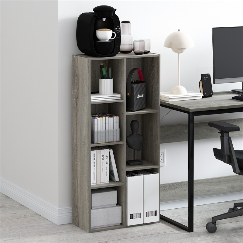 Furinno LUDER 7-Cube Reversible Open Shelf in French Oak