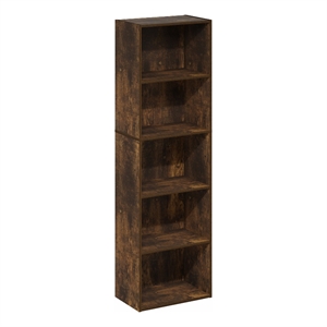 Furinno Luder 5-Tier Reversible Color Open Shelf Bookcase in Amber Pine