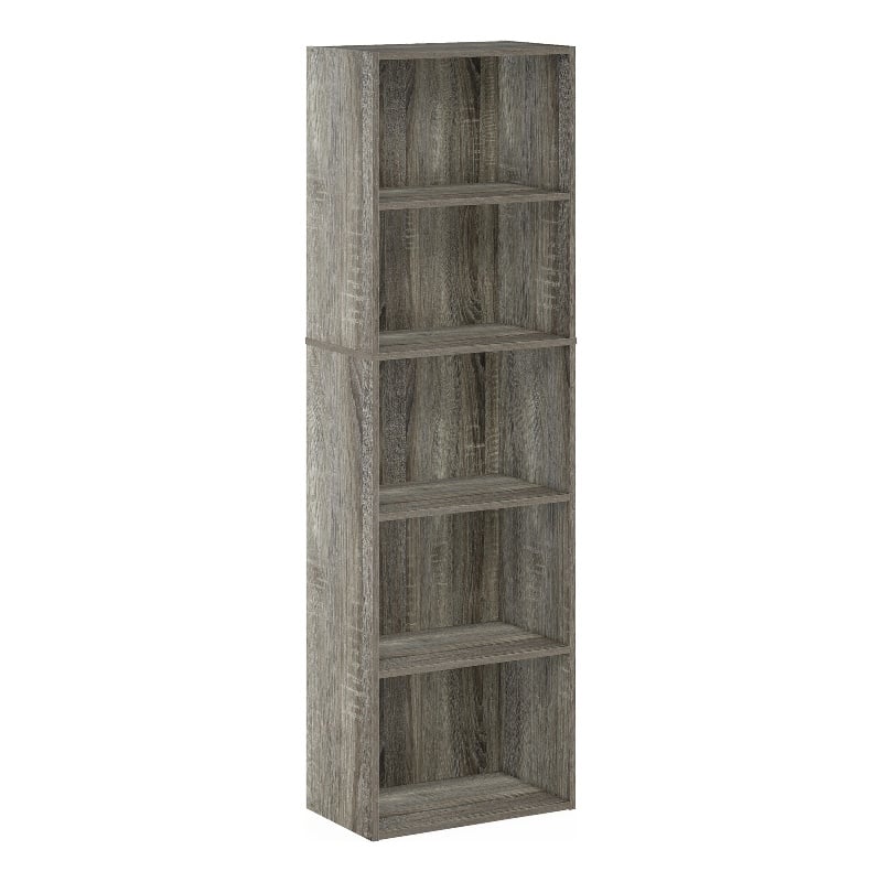 Furinno LUDER 5-Tier Reversible Color Open Shelf Bookcase in French Oak