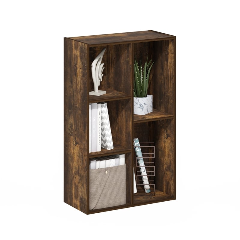 Furinno LUDER 5-Cube Reversible Open Shelf in Amber Pine