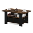 Furinno ANDREY Coffee Table with Bin Drawer in Amber Pine/Black