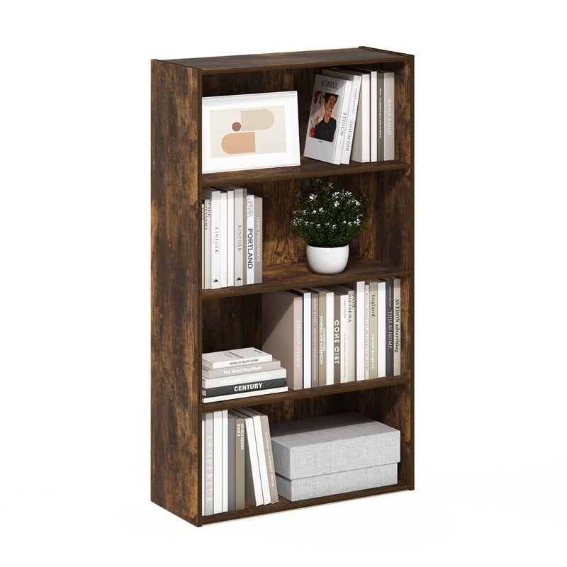 Furinno PASIR 4 Tier Open Shelf in Amber Pine