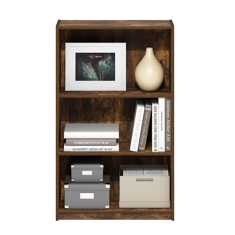 Furinno JAYA Simply Home AdJUSTable Shelf Bookcase in 3-Tier in Amber Pine