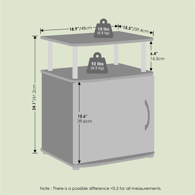 Furinno JAYA Utility Design End Table in Amber Pine/Black