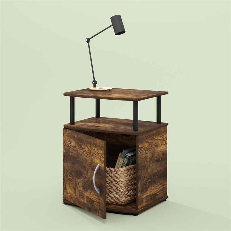 Furinno JAYA Utility Design End Table in Amber Pine/Black