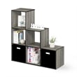 Furinno PELLI CUBIC Storage Cabinet in 3-2-1 in French Oak/Black