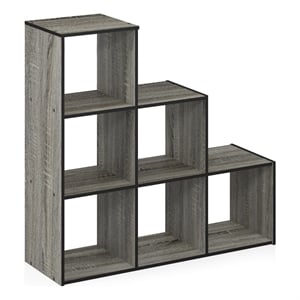 Furinno PELLI CUBIC Storage Cabinet in 3-2-1 in French Oak/Black