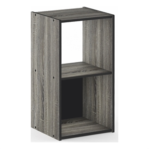 Furinno PELLI CUBIC Storage Cabinet in 2x1 in French Oak/Black