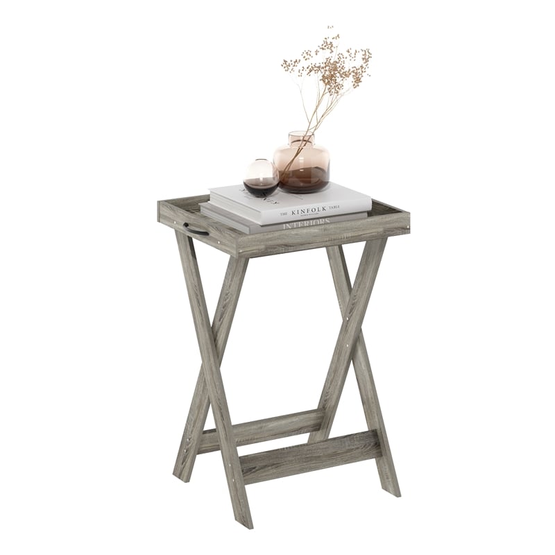 Furinno CLASSIC Tray Table with Removable Tray in French Oak