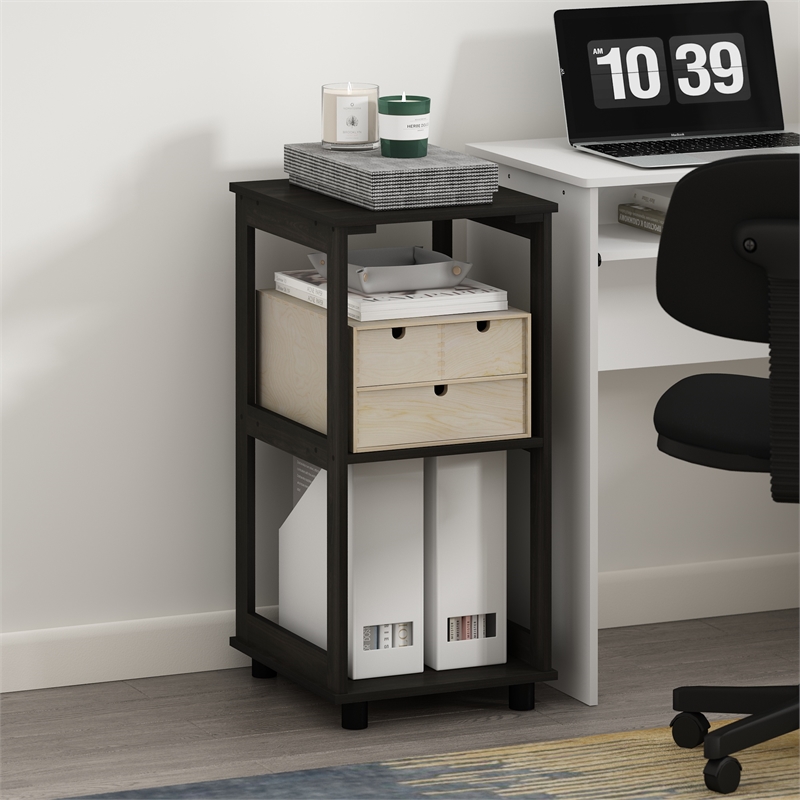 Furinno ROMAIN 2-Tier Tall End Table in Espresso