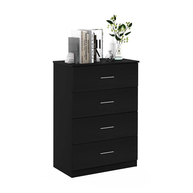 Furinno Tidur Simple Design 4-Drawer Dresser with Handle in Americano