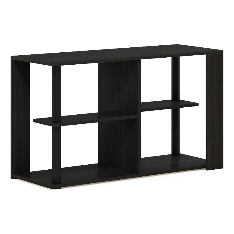Furinno ROMAIN Narrow Coffee Table with Shelves in Espresso/Black
