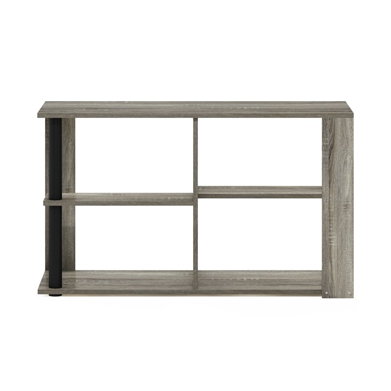 Furinno ROMAIN Narrow Coffee Table with Shelves in French Oak/Black