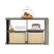 Furinno ROMAIN Narrow Coffee Table with Shelves in French Oak/Black