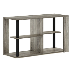 Furinno ROMAIN Narrow Coffee Table with Shelves in French Oak/Black