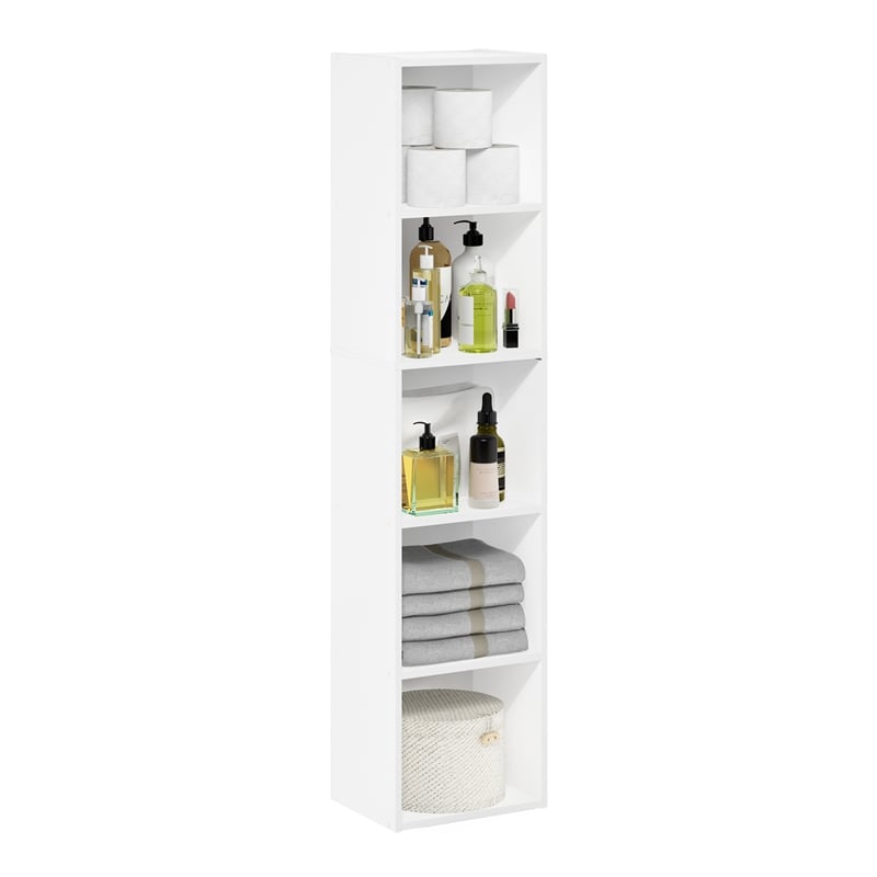 Furinno PASIR 5-Tier Open Shelf Bookcase in White