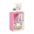 Furinno LUDER 2-Tier Open Shelf Bookcase in Pink/White