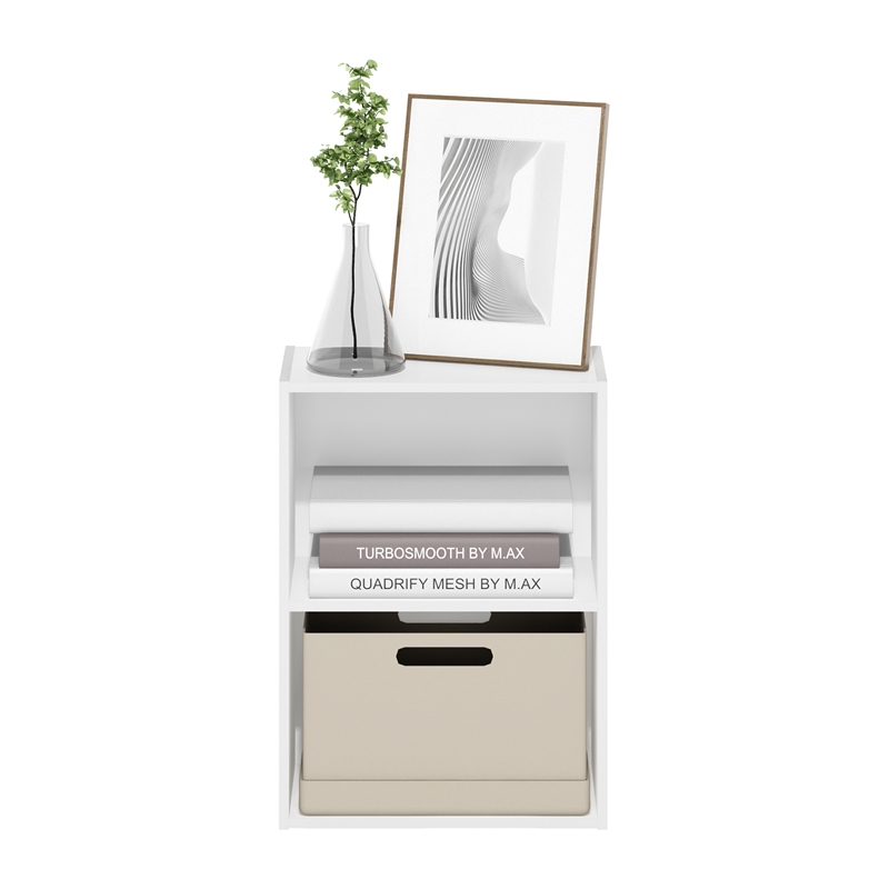 Furinno LUDER 2-Tier Open Shelf Bookcase in White