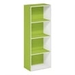 Furinno LUDER 4-Tier Open Shelf Bookcase in Green/White
