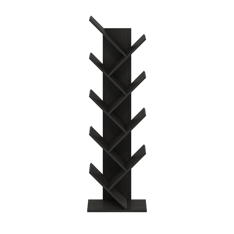 Furinno Tree Bookshelf 9-Tier Floor Standing Tree Bookcase in Espresso