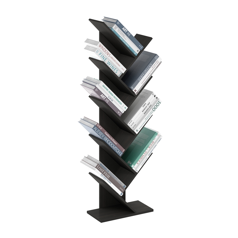 Furinno Tree Bookshelf 9-Tier Floor Standing Tree Bookcase in Espresso