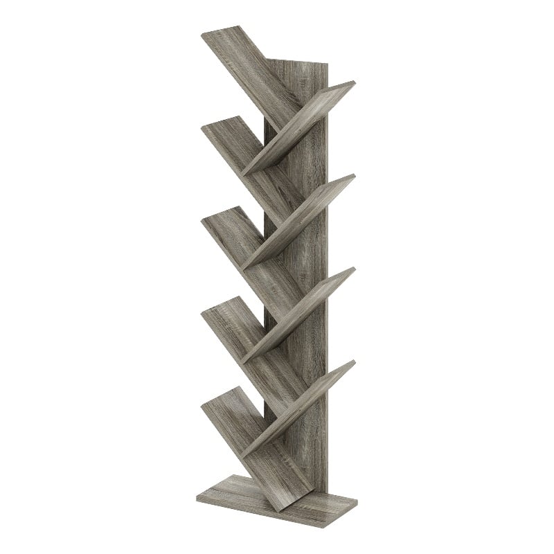 Furinno Tree Bookshelf 9-Tier Floor Standing Tree Bookcase in French Oak