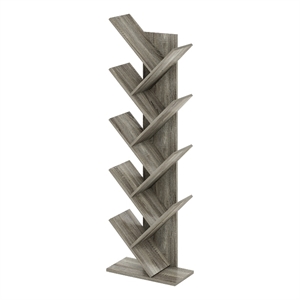 Furinno Tree Bookshelf 9-Tier Floor Standing Tree Bookcase in French Oak