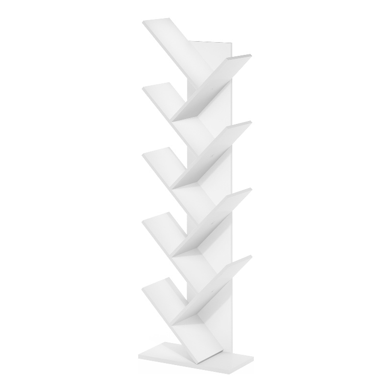 Furinno Tree Bookshelf 9-Tier Floor Standing Tree Bookcase in White