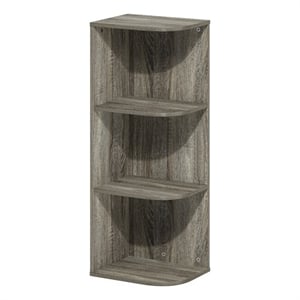 Furinno Pasir 3-Tier Corner Open Shelf Bookcase in French Oak