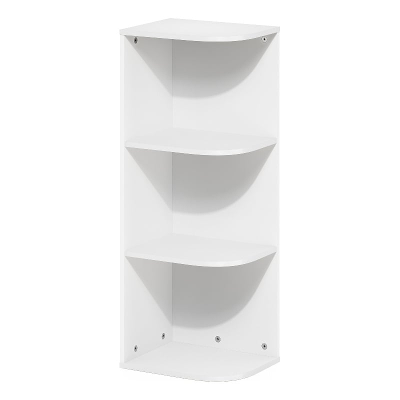 Furinno PASIR 3-Tier Corner Open Shelf Bookcase in White
