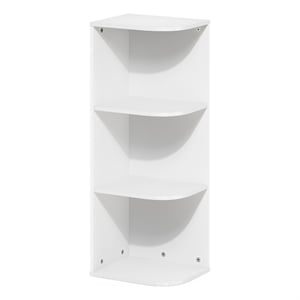 Furinno Pasir 3-Tier Corner Open Shelf Bookcase in White