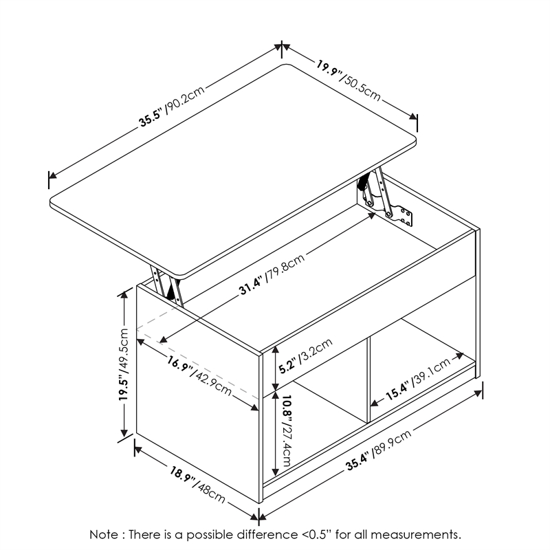 Furinno JENSEN Lift Top Coffee Table in Americano