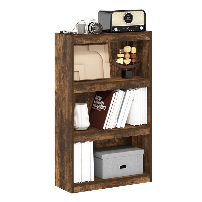 Furinno JAYA Enhanced Home Bookcase 3-Tier AdJUSTable Bookshelf in Amber Pine